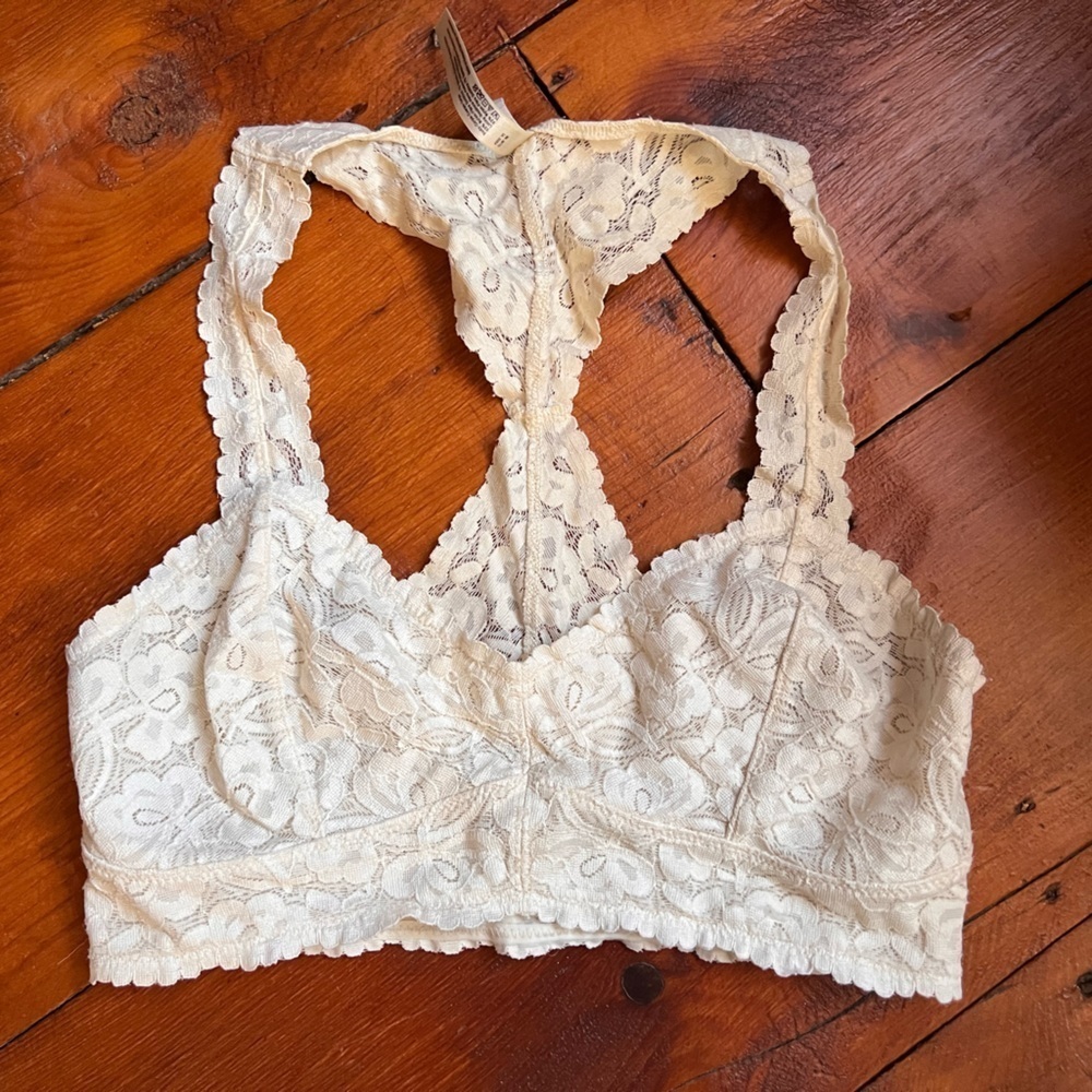 Free People Intimately Small Womens cream white lace racer back bralette